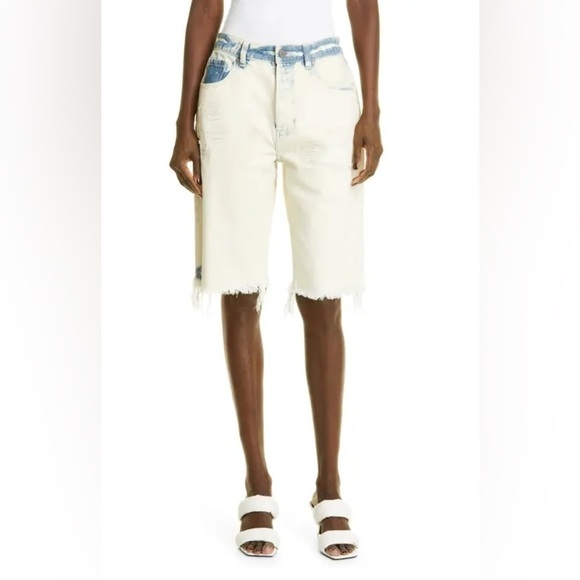 New Oak & Acorn Ninety Three Long Cut Off Frayed Hem Shorts Dipped Indigo 29 - Picture 14 of 14